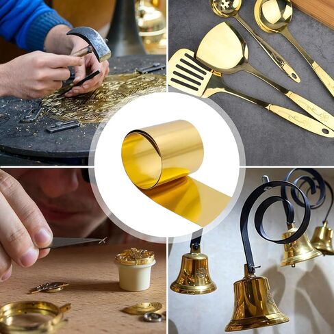 Brass Sheet Roll, 1000mm x 100mm x 0.1mm Brass Foil Sheet, Gold Metal Strip for Crafts, DIY, Jewelry Making, Model Projects, Repairs in Kuwait