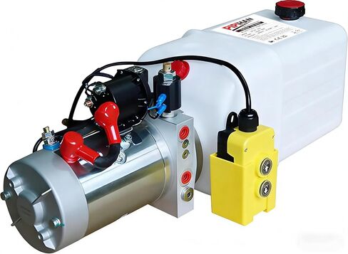 Double Acting 6 Quart Hydraulic Pump Hydraulic Power Unit 12V DC Hydraulic Pump (Plastic Oil Reservoir Double Acting 3200 PSI) SAE#6 Connector for Dump Trailer Car Lifting in Kuwait