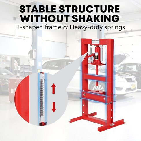 6 Ton Hydraulic H-Frame Shop Press with Adjustable Table & Stamping Plates for Auto Repair, Garage Use, Metalworking, Red in Saudi Arabia