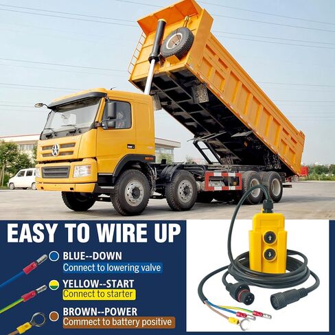 3 أسلاك تفريغ مقطورة التحكم عن بعد التبديل DC 12V لوحدة الطاقة مضخة هيدروليكية واحدة التمثيل، كابل 15FT، وحدة تحكم عن بعد لشاحنة قلابة رفع بوابة رافعة الرافعات هادم in Kuwait