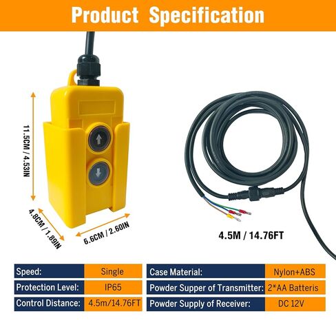 3 أسلاك تفريغ مقطورة التحكم عن بعد التبديل DC 12V لوحدة الطاقة مضخة هيدروليكية واحدة التمثيل، كابل 15FT، وحدة تحكم عن بعد لشاحنة قلابة رفع بوابة رافعة الرافعات هادم in Kuwait