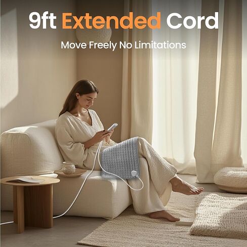وسادة تدفئة للظهر والرقبة والكتفين وتشنجات الدورة الشهرية، 9 إعدادات للحرارة، إيقاف تلقائي، تسخين سريع، 12 بوصة 24 بوصة، قماش يشبه المخمل، مخمل مقمر in Kuwait