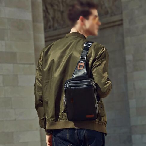 Messenger Bags Backpack Leather Bag Men's Multifunctional Zipper Shoulder Casual Chest Waist in Kuwait