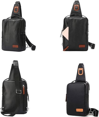 Messenger Bags Backpack Leather Bag Men's Multifunctional Zipper Shoulder Casual Chest Waist in Kuwait