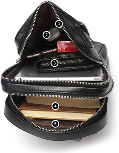 Messenger Bags Backpack Leather Bag Men's Multifunctional Zipper Shoulder Casual Chest Waist in Kuwait