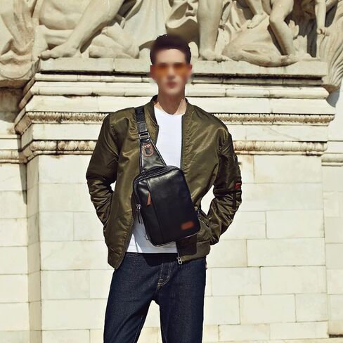 Messenger Bags Backpack Leather Bag Men's Multifunctional Zipper Shoulder Casual Chest Waist in Kuwait