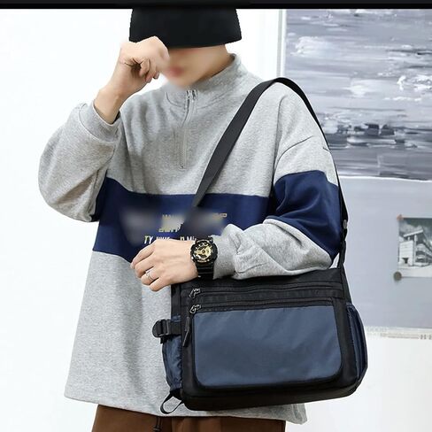 Messenger Bags Nylon Shoulder Bag Men's Strong Fabric Solid Color Durable Zipper Pocket in Saudi Arabia