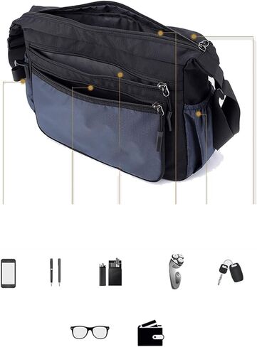Messenger Bags Nylon Shoulder Bag Men's Strong Fabric Solid Color Durable Zipper Pocket in Saudi Arabia