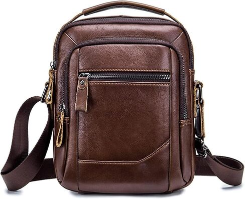 Messenger Bags Retro Leather Shoulder Bag Casual Men's Zipper Small in Kuwait