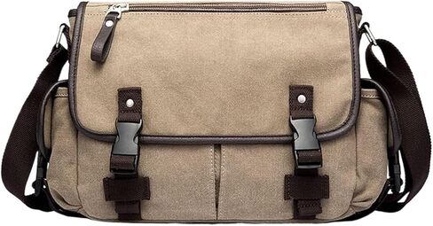 Messenger Bags Casual Canvas Men Multi Pocket Shoulder Crossbody Bag High Capacity Laptop in Kuwait