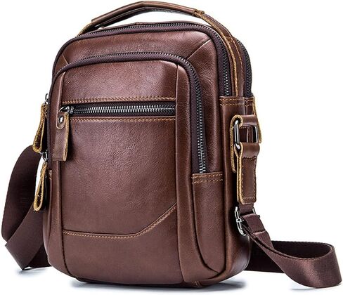 Messenger Bags Retro Leather Shoulder Bag Casual Men's Zipper Small in Kuwait