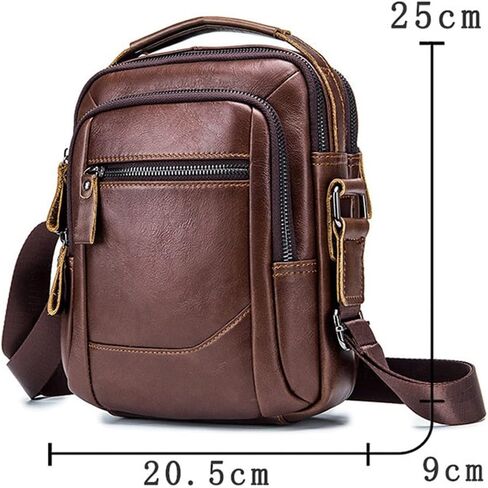 Messenger Bags Retro Leather Shoulder Bag Casual Men's Zipper Small in Kuwait