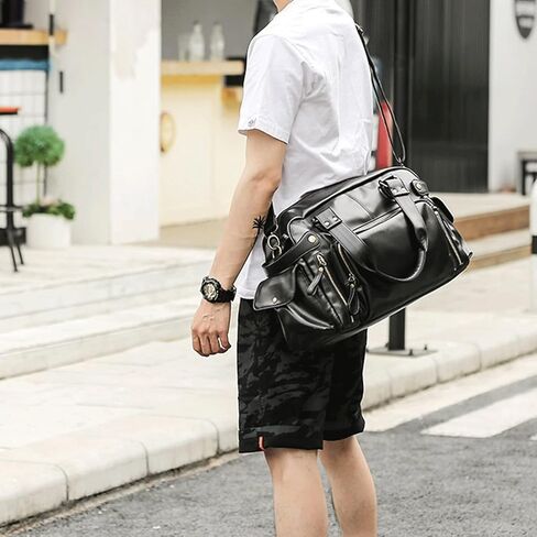 Messenger Bags Men's Retro Handbags Shoulder Genuine Leather Large Travel in Kuwait