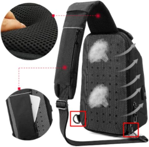 Messenger Bags Multifunction Crossbody Chest Bag Men USB Charging Port Messengers Water Repellent Shoulder Male in Saudi Arabia
