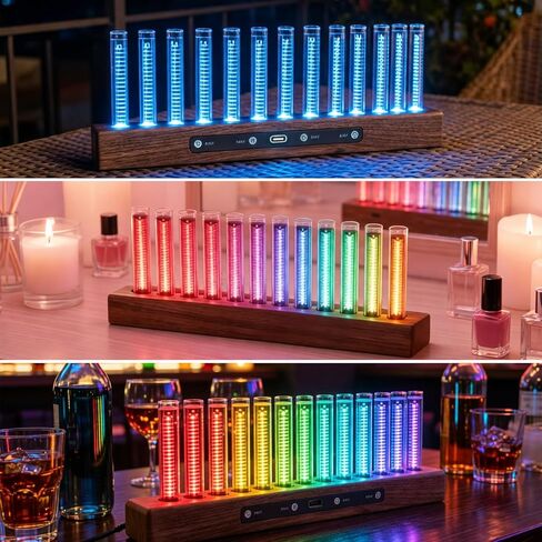 شاشة عرض طيف موسيقى 12-LED مع 240 خرزة RGB - محلل طيف عالي الحساسية، لون وسطوع قابل للتعديل للصوت المنزلي in Saudi Arabia