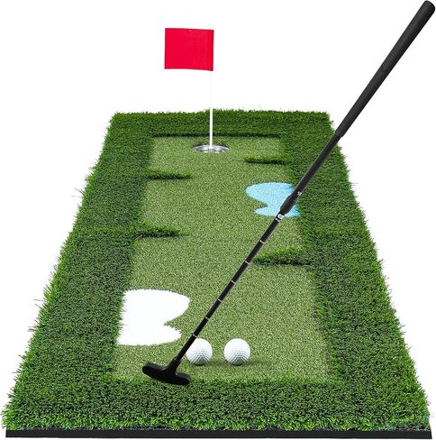 Putting Green Indoor for Golf Putting Practice – Indoor & Outdoor Golf Putting Mat with Adjustable Putter & 2 Golf Balls, Realistic Turf Golf Putting Mat for Home, Office & Training in Saudi Arabia
