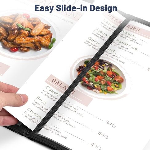 WeChef 30 حزمة أغطية قائمة المطاعم 8.5 × 11 ثلاثية الطي 3 صفحات 6 مشاهدات شفافة لقائمة المطاعم حامل أسود in Saudi Arabia