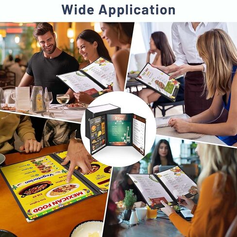 WeChef 30 حزمة أغطية قائمة المطاعم 8.5 × 11 ثلاثية الطي 3 صفحات 6 مشاهدات شفافة لقائمة المطاعم حامل أسود in Saudi Arabia