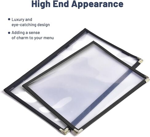 WeChef 30 حزمة 8.5 "× 11" قائمة مطعم يغطي مزدوجة أضعاف 2 صفحات 4 وجهات النظر PVC شفافة مطعم القائمة حامل كتاب مقهى فندق بار أسود in Kuwait