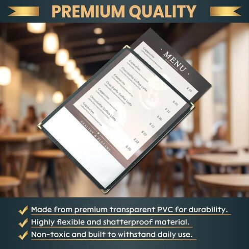 25 Pack 8.5 x 11 Inch Menu Covers, Various Style Menu Sleeves Clear View Menu Holder for Kitchen, Restaurant Supplies, Drink, Wine Menu (2 Page 4 View) in Saudi Arabia