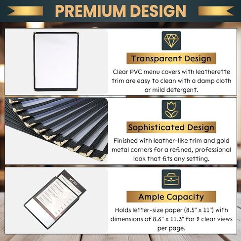 25 Pack 8.5 x 11 Inch Menu Covers, Various Style Menu Sleeves Clear View Menu Holder for Kitchen, Restaurant Supplies, Drink, Wine Menu (2 Page 4 View) in Saudi Arabia