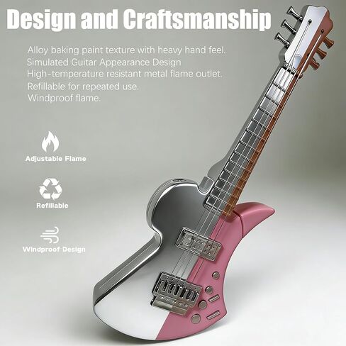 Guitar Shaped Torch Lighter, Novelty Butane Windproof Lighters with Adjustable Flame, Cool, Inflatable Men's Gift (NO PREFILLED) in Saudi Arabia