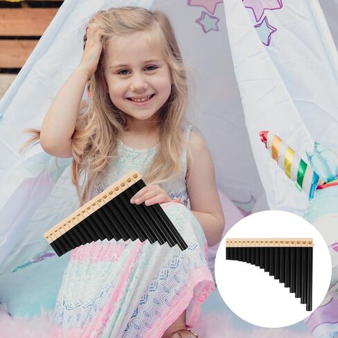 16-pipe Pan Flute Traditional Chinese Folk Instrument for Beginners and School Bands, Portable Panpipes in Brown Tone for Learning, Practice, and Performance in Saudi Arabia