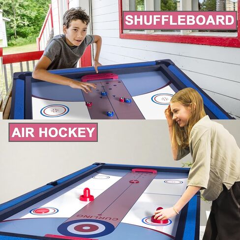 54" Upgrade Multi Game Table,5 in 1 Folding Sports Arcade Games with Accessories,Ping Pong,Pool Billiard,Shuffleboard,Bowling,Hockey Combo Game Set for Family Game Table,Indoor and Outdoor in Saudi Arabia