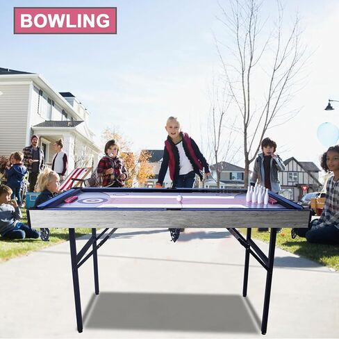 54" Upgrade Multi Game Table,5 in 1 Folding Sports Arcade Games with Accessories,Ping Pong,Pool Billiard,Shuffleboard,Bowling,Hockey Combo Game Set for Family Game Table,Indoor and Outdoor in Saudi Arabia