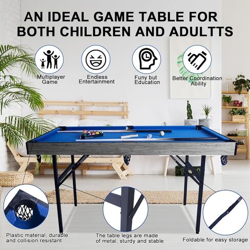 54" Upgrade Multi Game Table,5 in 1 Folding Sports Arcade Games with Accessories,Ping Pong,Pool Billiard,Shuffleboard,Bowling,Hockey Combo Game Set for Family Game Table,Indoor and Outdoor in Saudi Arabia