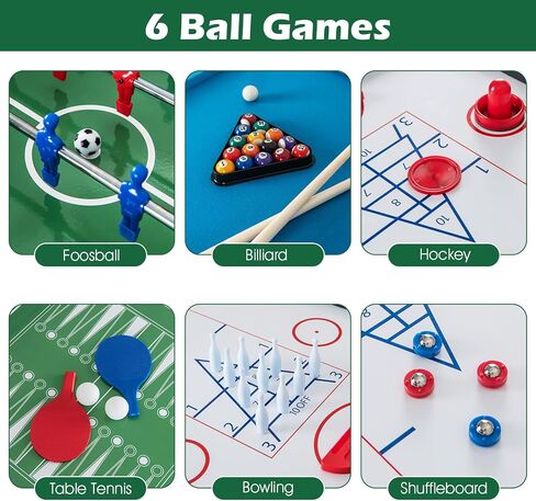 Giantex 12-in-1 Multi Game Table, 48 Inch Combination Game Tables with Foosball, Hockey, Ping Pong, Pool, Chess, Bowling, Checkers, Shuffleboard, Combo Game Table Set for Adults in Saudi Arabia