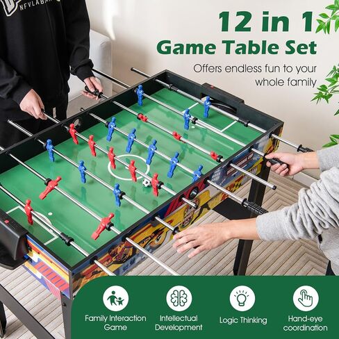Giantex 12-in-1 Multi Game Table, 48 Inch Combination Game Tables with Foosball, Hockey, Ping Pong, Pool, Chess, Bowling, Checkers, Shuffleboard, Combo Game Table Set for Adults in Saudi Arabia