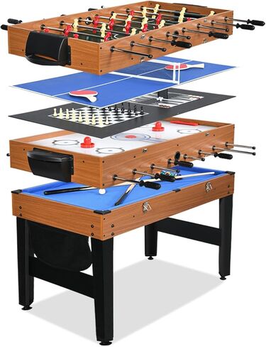 7-in-1 Multi Game Table, Full Size Combo Arcade Table Set, Combination Games Table for Family, Adults with Hockey, Pool, Foosball, Ping Pong, Shuffleboard, Chess and Backgammon in Kuwait