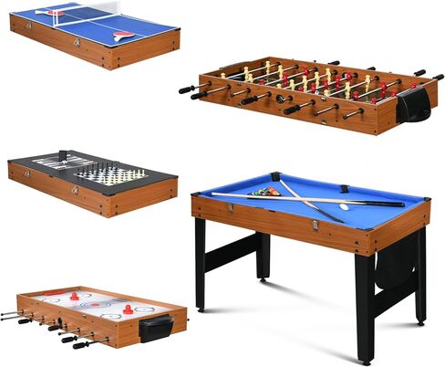 7-in-1 Multi Game Table, Full Size Combo Arcade Table Set, Combination Games Table for Family, Adults with Hockey, Pool, Foosball, Ping Pong, Shuffleboard, Chess and Backgammon in Kuwait