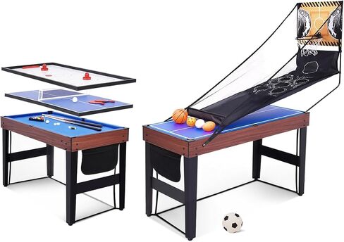 9 in 1 Multi Game Table, 48" Combo Game Table, Arcade Combination Game Table Set w/Billiards, Ping Pong, Hockey, Basketball, Bean Bag and Foosball for Home,Game Room in Kuwait