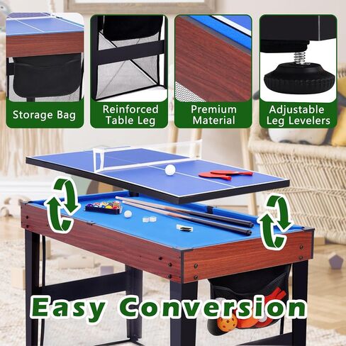 9 in 1 Multi Game Table, 48" Combo Game Table, Arcade Combination Game Table Set w/Billiards, Ping Pong, Hockey, Basketball, Bean Bag and Foosball for Home,Game Room in Kuwait