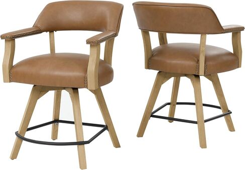 Steve Silver Furniture Rylie 6-Piece Round Counter Game Table Set, 48" Round Table Top w/ 4 Vegan Leather Counter Chairs, Folding Game Top, Felt Lined Storage Drawers, 48" L x 48" W x 36" H, Brown in Saudi Arabia