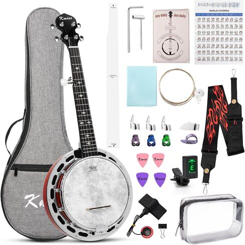 Kmise Banjo, 5 String Mini Banjos with Remo Head, Portable Travel 28-inch Closed Back Banjo Kit with Bag, Strap, Tuner, and Finger Picks for Beginners Adults Starter Gift in Saudi Arabia