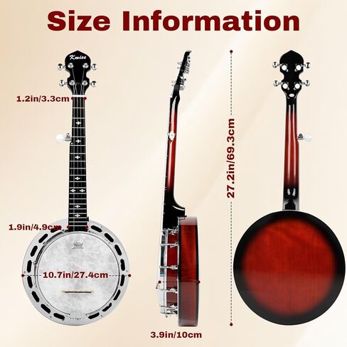 Kmise Banjo, 5 String Mini Banjos with Remo Head, Portable Travel 28-inch Closed Back Banjo Kit with Bag, Strap, Tuner, and Finger Picks for Beginners Adults Starter Gift in Saudi Arabia