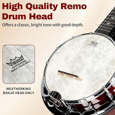 Kmise Banjo, 5 String Mini Banjos with Remo Head, Portable Travel 28-inch Closed Back Banjo Kit with Bag, Strap, Tuner, and Finger Picks for Beginners Adults Starter Gift in Saudi Arabia