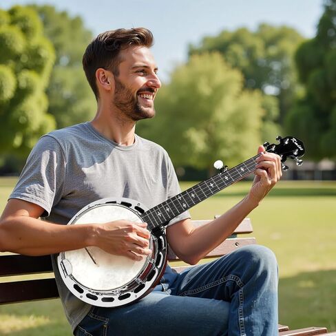 Kmise Banjo, 5 String Mini Banjos with Remo Head, Portable Travel 28-inch Closed Back Banjo Kit with Bag, Strap, Tuner, and Finger Picks for Beginners Adults Starter Gift in Saudi Arabia