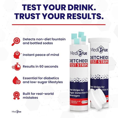 DietCheck – 50 Diet Soda Test Strips to Detect Non-Diet Soft Drinks – A Must-Have for Diabetics, Keto & Sugar-Free Diets – 50 Strips – Verify Your Diet Drink in Seconds in Saudi Arabia