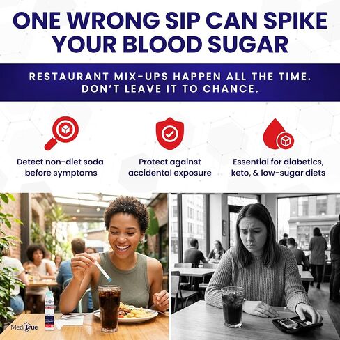 DietCheck – 50 Diet Soda Test Strips to Detect Non-Diet Soft Drinks – A Must-Have for Diabetics, Keto & Sugar-Free Diets – 50 Strips – Verify Your Diet Drink in Seconds in Saudi Arabia