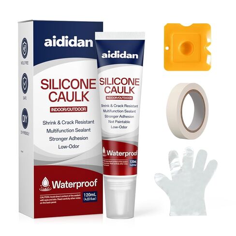 Silicone Caulk 4.23 Fl Oz for Kitchen & Bathroom - White, Waterproof Silicone Sealant for Window Toilet Sink Door Caulking Sealant Stronger Adhesion Shrink & Crack Proof (1 Pack) in Kuwait
