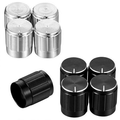 12 pcs Lamp Switch Knob Replacement Set, Lamp Turn Knob 6mm Shaft Hole, 17x15mm Black & Silver Rotary Dimmer Switch Knobs for Table & Floor Lamps Lights in Kuwait