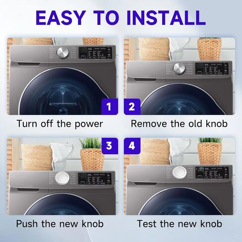Washer Control Knobs Replacement DC64-03186A Fits for Samsung Washer/Dryer,Replace DC67-00680A DC97-18058A DC97-18058C DC97-18058B EAP117352689 PS11735268 AP6002623 in Kuwait