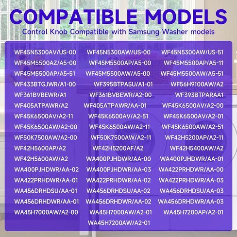 Washer Control Knobs Replacement DC64-03186A Fits for Samsung Washer/Dryer,Replace DC67-00680A DC97-18058A DC97-18058C DC97-18058B EAP117352689 PS11735268 AP6002623 in Kuwait
