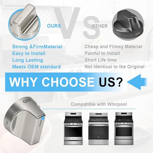 5 قطع W10850015 مقابض موقد الغاز المتوافقة مع نطاقات الغاز الدوامة استبدال W10850015 W11032553 PD00061875 4845290 AP6333411 PS12578779 EAP12578779 in Kuwait