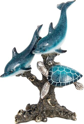 Corner Merchant Sea Turtle Statue Triple Turtles Swimming on a Coral Reef Base Ocean Decor Tabletop Collection Beach Decorations for Home in Saudi Arabia
