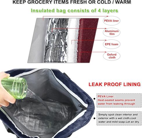 BeeGreen Insulated Cooler Bag Leakproof Freezer Shopping Tote for Groceries Heavy Duty Thermal Food Delivery Bag in Kuwait